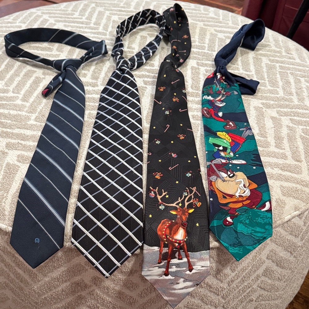 Men's Patterned Ties Set - Black, Gray, Multicolor